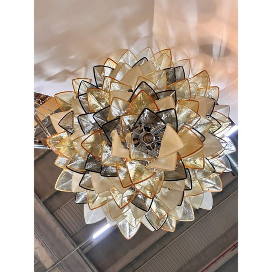 Image 1 of Venetian Amber and Fumè Multicolor “Rondini” Murano Glass Chandelier