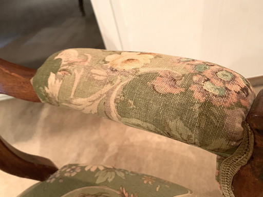 Sedia, poltrona, sedia imbottita, XIX secolo, Luigi Filippo, antica, rococò