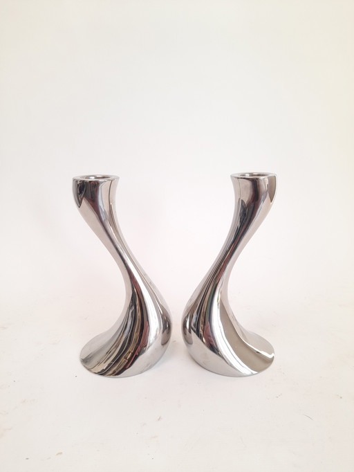 Coppia di candelabri Cobra di Georg Jensen, Danimarca