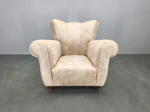 Fauteuil lounge sculptural en velours italien des années 1950