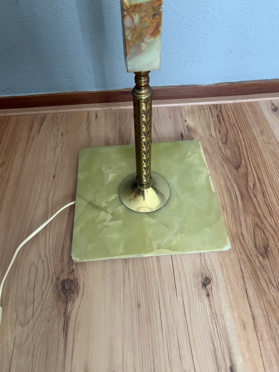 Lampada da Terra Vintage Onice Marmo Ottone Con Paralume – Lampade da terra, Marble, Textile (photo 4 of 11)