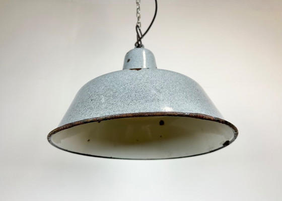 Image 1 of Industrial Grey Enamel Factory Lamp, 1960s