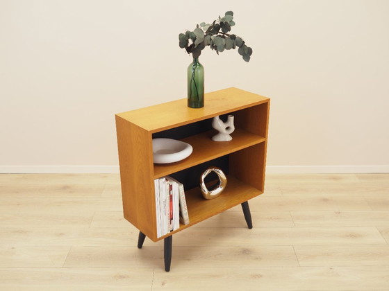 Ash veneered shelving unit by Hjørnebo with angled legs, Danish design, 1960s – Bookcases, Wood (photo 5 of 11)