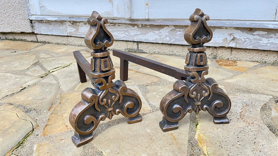 Image 1 of Pair of FOLDING CHENETS Solid Brass VINTAGE