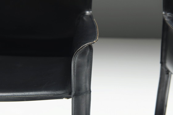Image 1 of Rare & matching vintage set of 6 Leather Dining Chairs by De Couro of Brazil