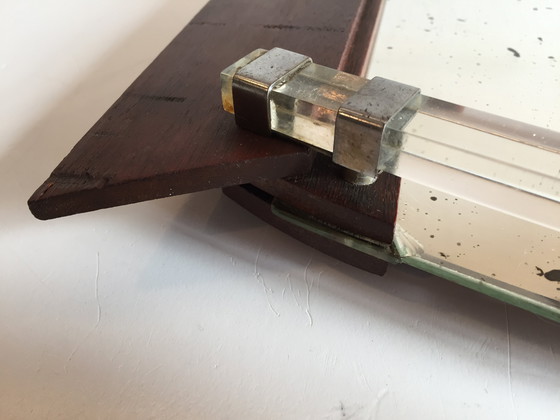 Image 1 of Specchio Art Déco e vassoio in legno Francia