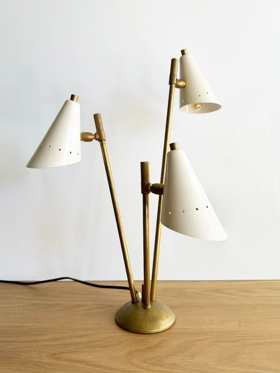 Image 1 of Lampada italiana in ottone a tre teste, design anni '50