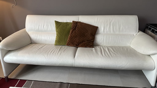 Divano 3 posti Leolux Felizia rivestito in pelle bianca