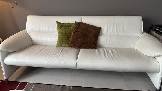 Image 1 of Divano 3 posti Leolux Felizia rivestito in pelle bianca