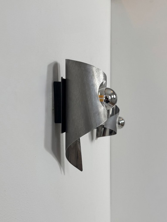 Image 1 of Coppia di applique vintage, metallo cromato, Francia, 1970