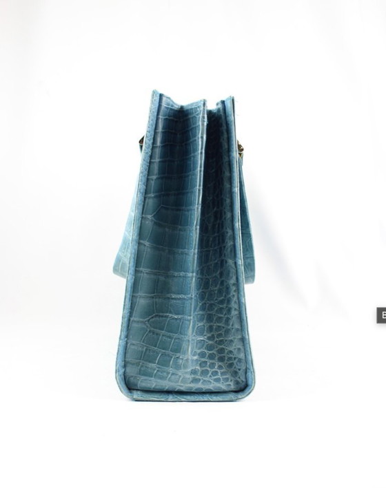 Image 1 of Brioni Tote Bag Blue Crocodile