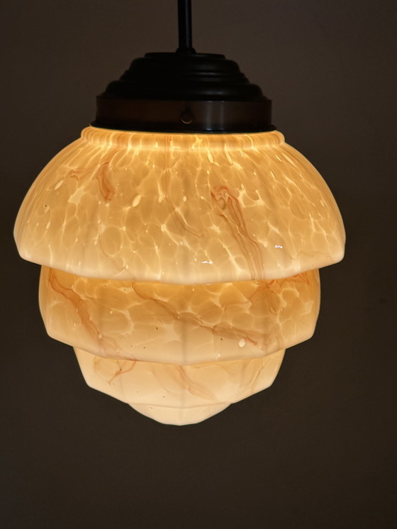 Image 1 of Lampada a sospensione marmorizzata Art Déco