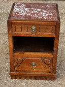 Art-Deco Bedside Table Carved Wood and Marble