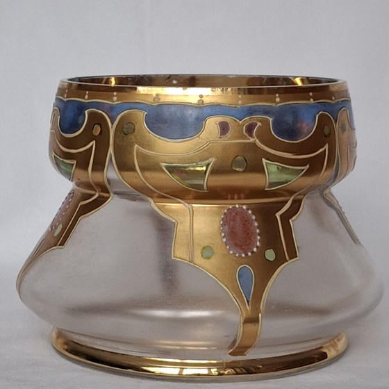 Antique Art Nouveau Stained Glass Bowl – Fritz Heckert, Decorative Objects (photo 2 of 9)
