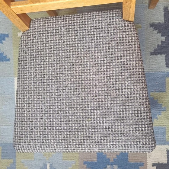 Image 1 of Set of 4 Brutalist chairs in oak and checkered fabric, Denmark, 1960s