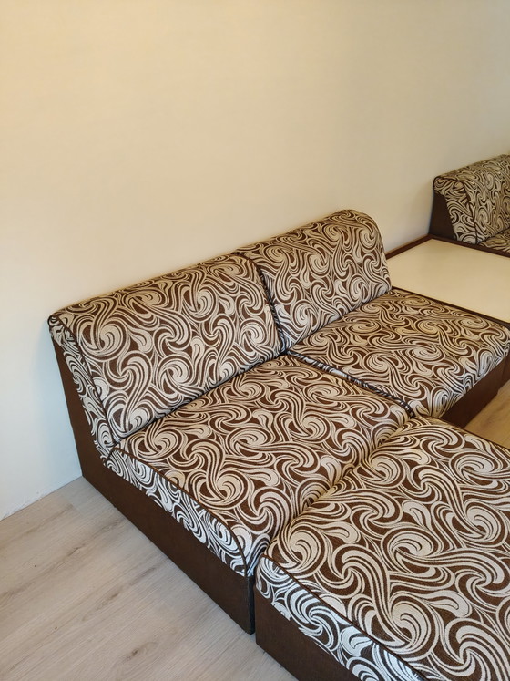 Image 1 of Vintage 70's space age design element sofa brown/cream
