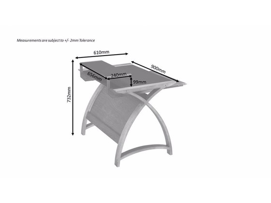 Stijlvol eikenhouten computer meubel met glazen blad, Cohen computerdesks UK, Bureau, Bruin, Modern (foto 11 van 14)