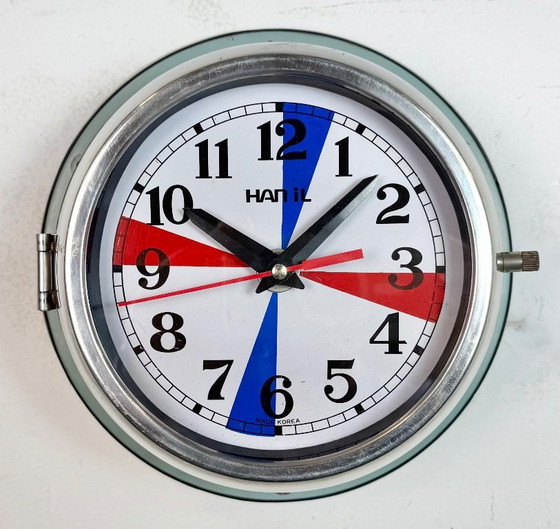 Image 1 of Vintage blauwe Hanil maritieme wandklok, jaren 80