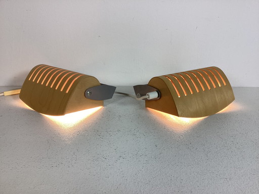 2 IKEA plywood Strimma vintage design wandlampen 