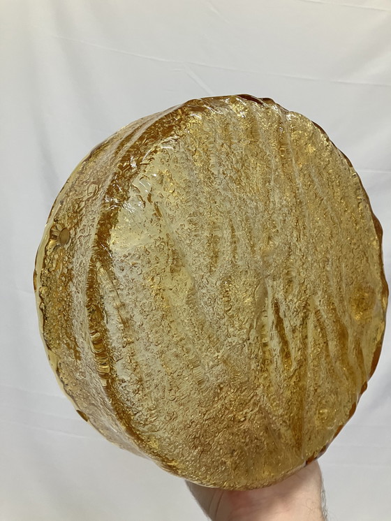 Image 1 of Lampada da soffitto o da parete in vetro ambrato vintage