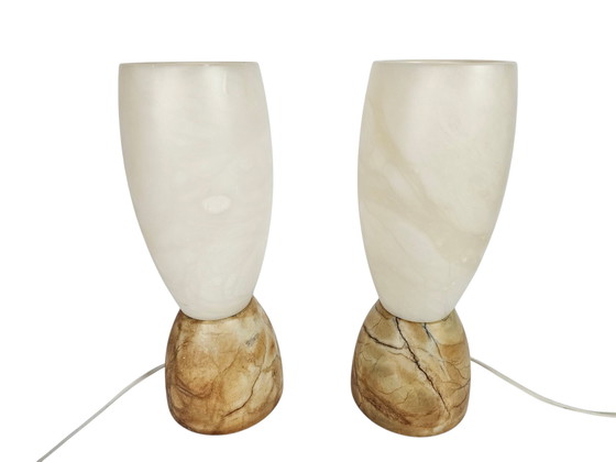 Image 1 of A. Pegasan - Tischlampen (2) - Alabaster - Spanien - 80er Jahre