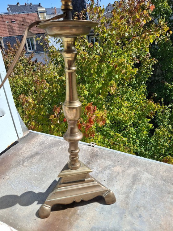 Image 1 of Exceptional bronze lamp base, antique candle holder 1580-1620, certified with traceability