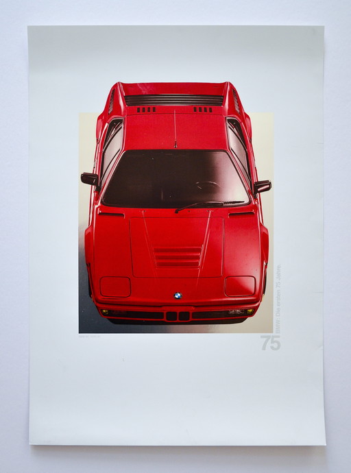 Originele Vintage BMW M1 Serigrafie / 75 Jaar BMW / 1991 / 59,5 x 42cm / Zeer Zeldzaam / Geen Herdruk