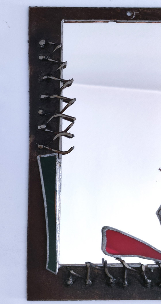 Image 1 of Brutalistische spiegelset glas en metaal