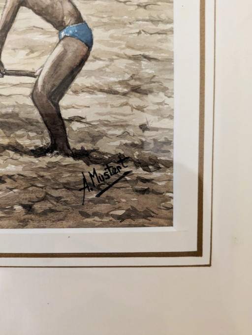 Aquarel van Aad Mustert 29,5*23cm (Kunst, Schilderij)