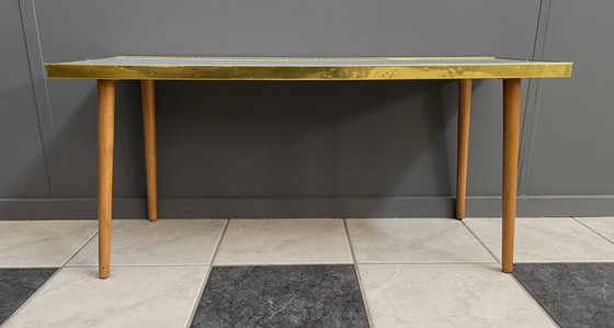 Image 1 of rectangular formica coffee tabel balck and white 1960s