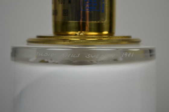 Image 1 of Grande lampada da tavolo in vetro di Hannelore Dreutler/Studio Åhus per Ateljé Lyktan, firmata e datata 1981
