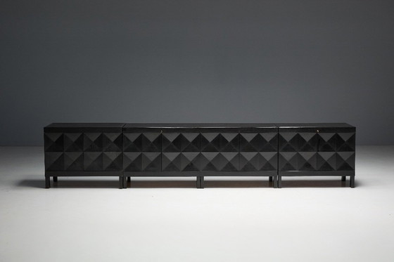 Image 1 of Brutalistisch De Coene-dressoir in gebeitst eikenhout, België, jaren 70