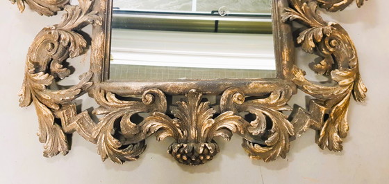 Image 1 of Miroir italien Chelini sculpté à la main dans un cadre en bois magnifiquement sculpté