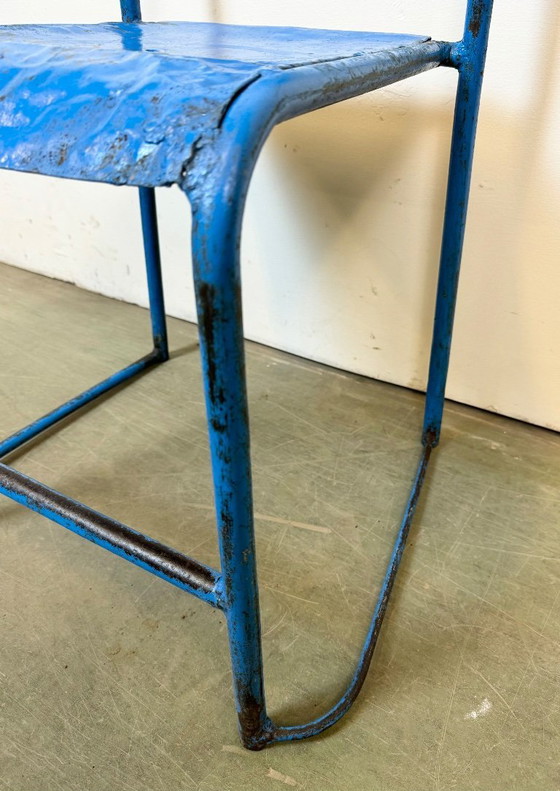 Image 1 of Blauwe industriële ijzeren stoelen, set van 2, jaren 50