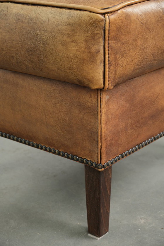 Characterful Cowhide Leather Stool With a Beautiful Patina Finished With Decorative Nails (photo 10 of 10)