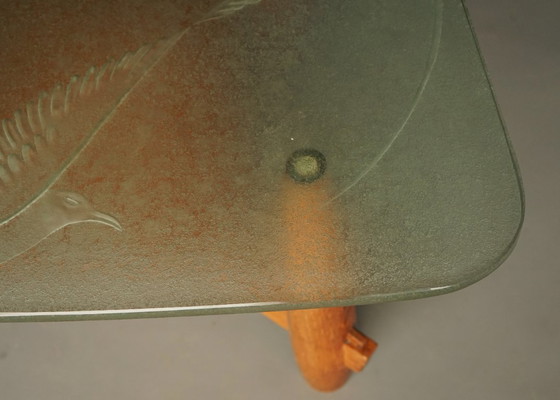 Image 1 of Grote art-deco salontafel met opvallend glazen blad, jaren 1940