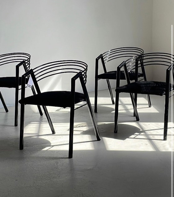 Image 1 of Vintage 80's stoelen zwart opnieuw bekleed