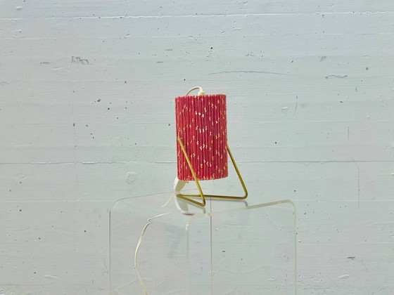 Image 1 of Mid-century table lamp with fabric shade and brass frame, 1960s