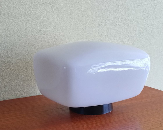 Plafoniera Vetro Opale con Base in Bachelite - Vintage – Plafoniere (photo 2 of 7)