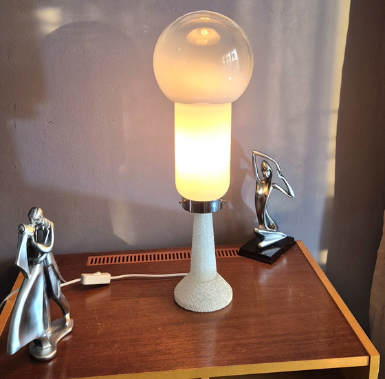 Image 1 of Exclusive Large Murano Glass Alabaster Table Lamp Vintage Art Mid Century 60s 70s