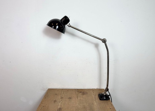 Lampe de bureau d'atelier industriel en émail noir, années 1950