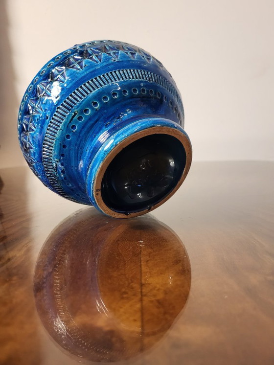 Image 1 of Rimini-blauer Keramik-Kerzenhalter, Aldo Londi für Bitossi, 1960er Jahre, Italien