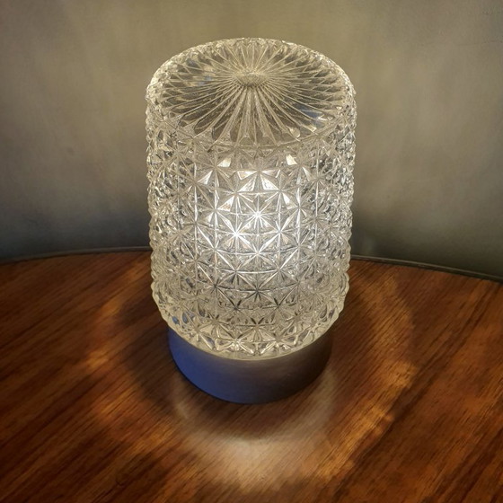 Image 1 of Vintage ceiling lamp clear glass - Facet glass in cylindrical shape