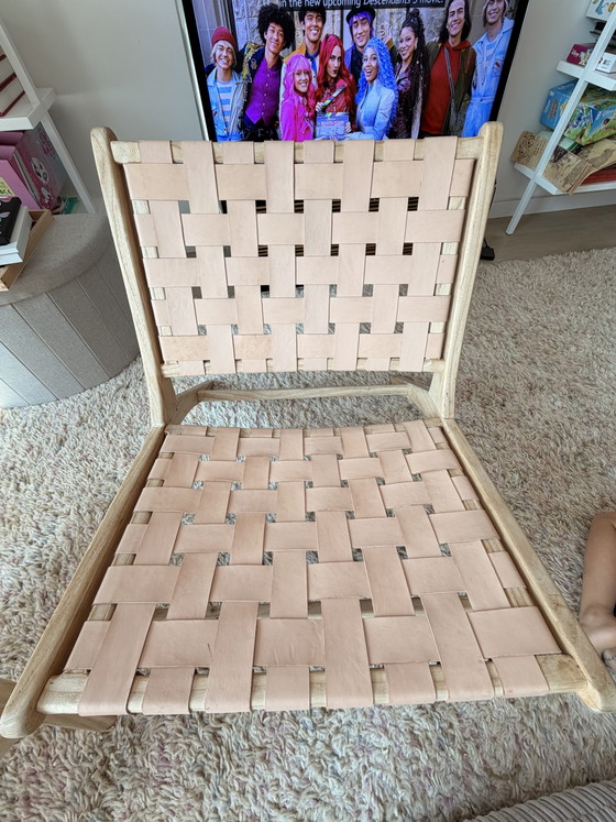 Image 1 of Set of 2 lounge chairs with Japandi/Scandi woven leather
