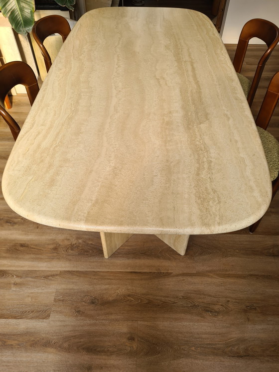 Image 1 of Traventine dining table
