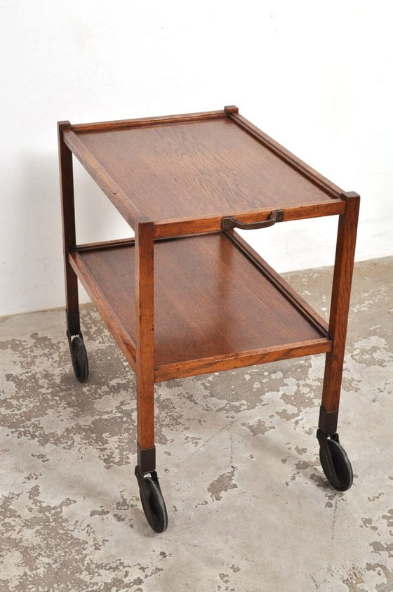 Image 1 of Vintage eiken trolley / serveerwagen jaren 50