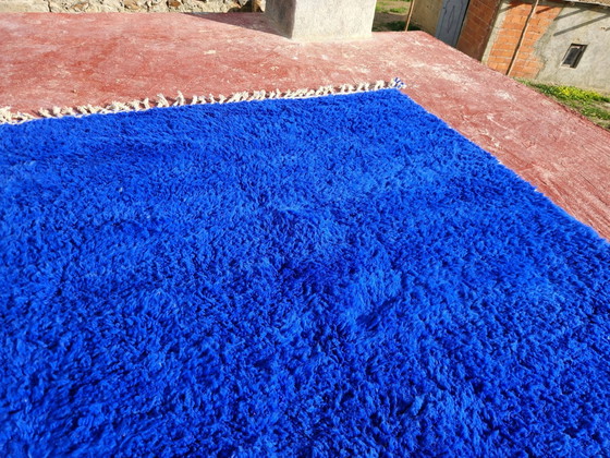 Large Beni Ouarain Berber rug in Majorelle blue, 300x200 cm, thick wool, Rugs & carpets, Cotton, Scandinavian (photo 7 of 17)