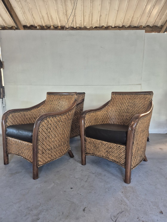 Image 1 of 4 vintage art deco colonial style armchairs