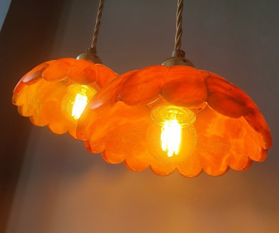Set de Suspensions Vintage en Marbre Marron, Rouge, Ambre – Marble, Metal (photo 19 of 23)