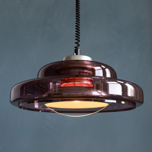 Suspension Herda Space Age unique en plexiglas aubergine fumé